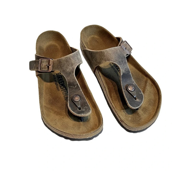Birkenstock GIZEH NATURAL LEATHER OILED slides sandals 36 5 - Picture 2 of 10